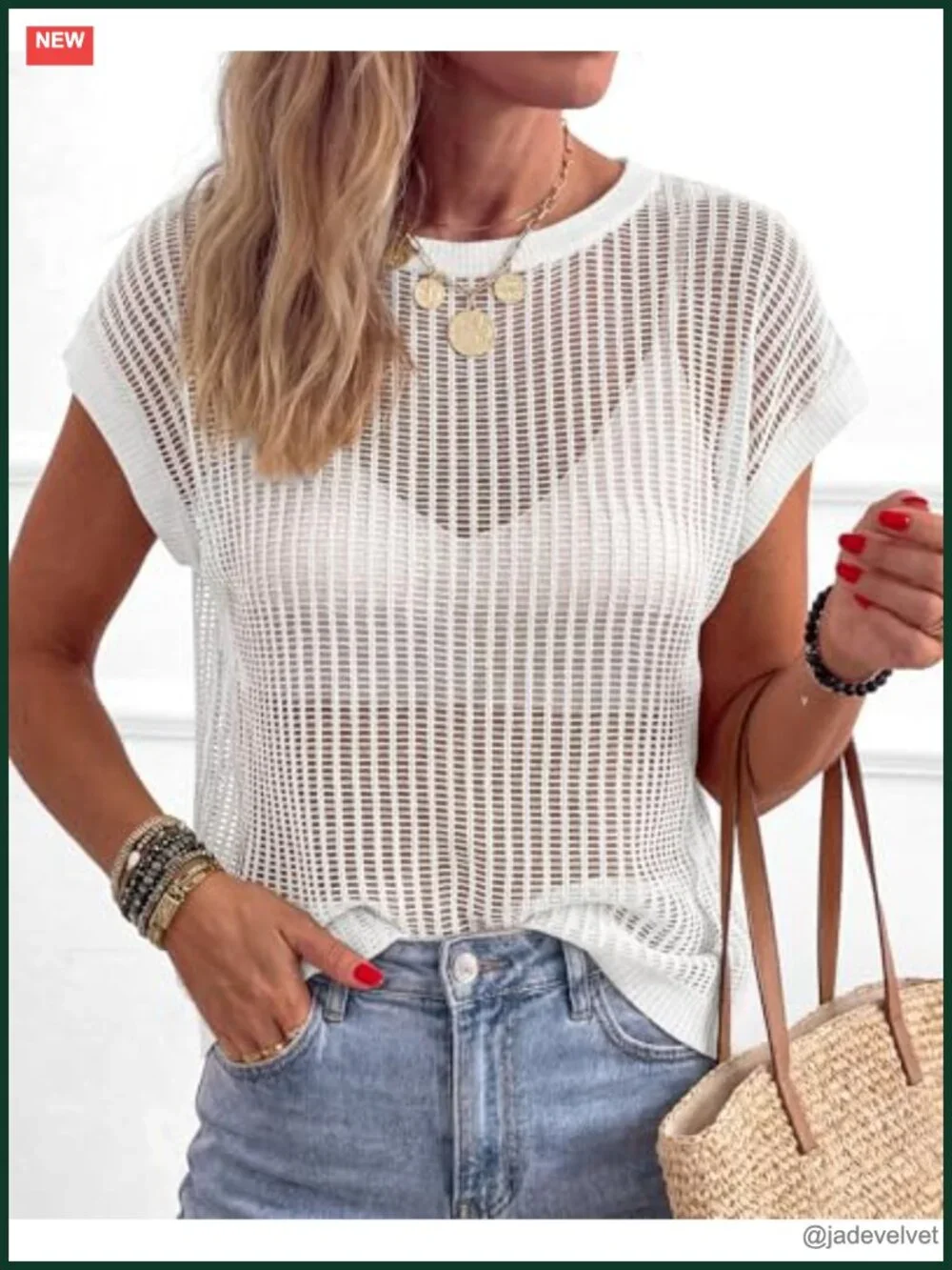 Crochet Cover Up Mesh Top Lightweight Beach Vacation Sweater